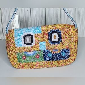 Y&S Original Fully Beaded Handbag Abstract Pattern Boho Hippie